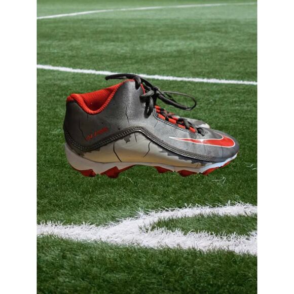Boy's Nike Football Cleats Alpha Pro 2 Mid Gray/White Red Skin Size 5.5Y - Picture 5 of 6